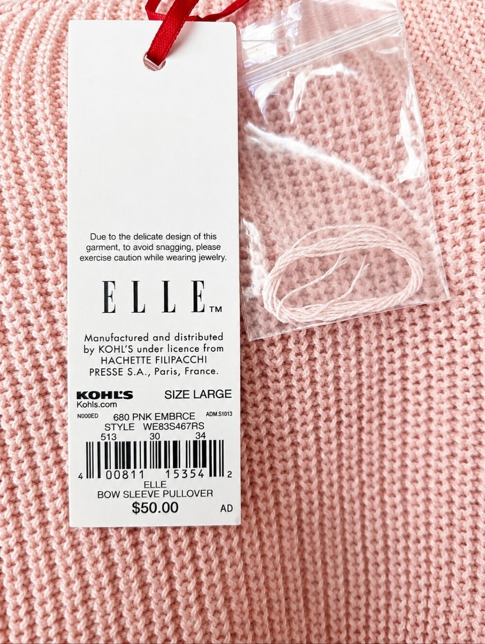 Elle | Knit Sweater Size Large Soft Cozy Pullover Long Sleeve Classic Neutral - Picture 7 of 10